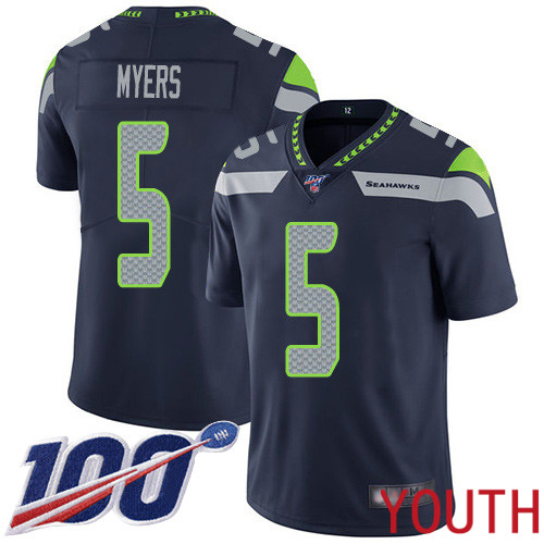 Seattle Seahawks Limited Navy Blue Youth Jason Myers Home Jersey NFL Football #5 100th Season Vapor Untouchable